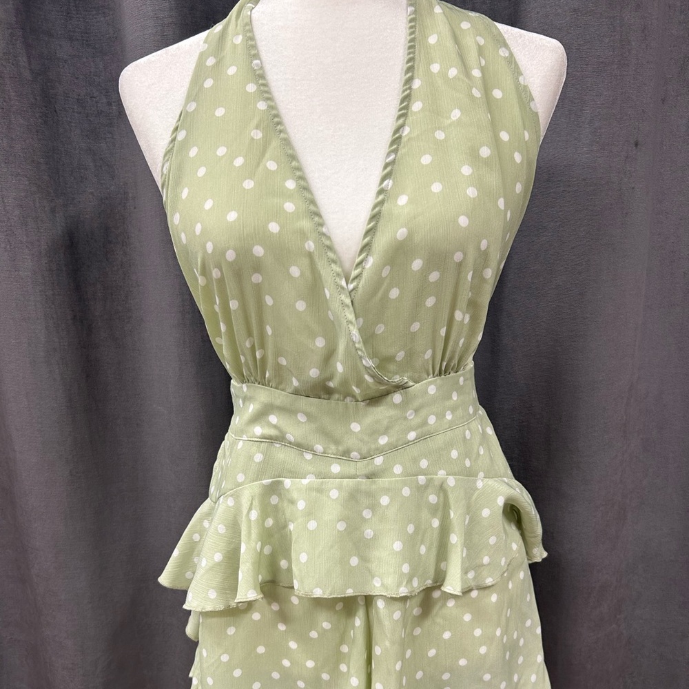 Pretty Little Thing Polka Dot Wrap Around Halter Romper Size Eight